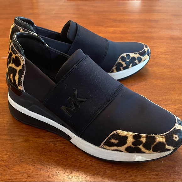 Michael Michael Kors Womens Felix Trainer Low Top Slip On, Black/Leopard - Picture 11 of 14